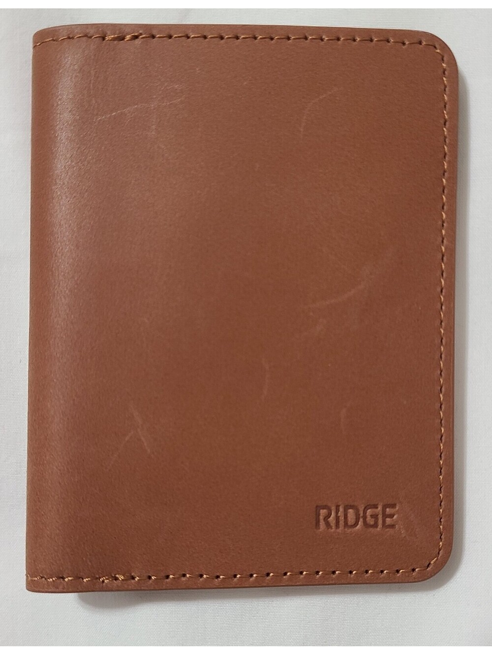 Ridge Bifold Wallet Full Grain Leather Tobacco Brown Minimalist Luxury Card Case